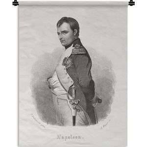 Wandkleed Napoleon Bonaparte illustratie - Illustratie van Napoleon Bonaparte tegen een witte achtergrond Wandkleed katoen 120x160 cm - Wandtapijt met foto XXL / Groot formaat!