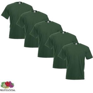 Fruit of the Loom - 5 stuks Valueweight T-shirts Ronde Hals - Donkergroen - M