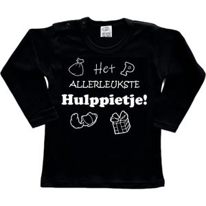 Sinterklaas | T-shirt Lange Mouw | Het allerleukste hulppietje! | Grappig | Cadeau | Kado | Zwart/wit | Maat 86