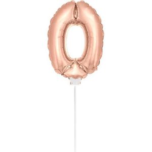 Mini Figuurballon Rosé Goud Cijfer 0