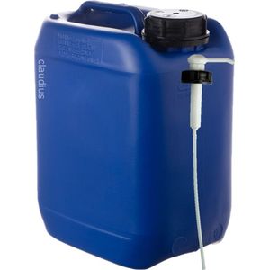 Jerrycan 5 liter – met pomp – handig stapelbaar – UN gekeurd – voor water en gevaarlijke vloeistoffen – inclusief dop – totaal te legen