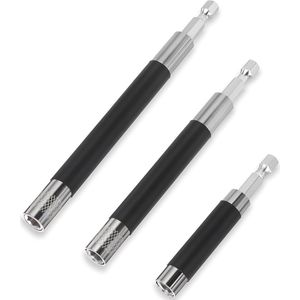- Set van 3 magnetische bithouders 1/4 inch 80/120/140 mm- Boorverlenging magnetische bithouder voor boormachines slagschroevendraaiers