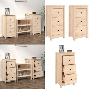 vidaXL Dressoirs 2 st 40x35x80 cm massief grenenhout - Dressoir - Dressoirs - Kast - Wandkast