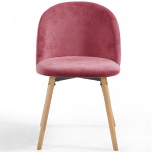 Miadomodo Eetkamerstoelen - Velvet - Fluweel - Houten Poten - Set van 6 - Roze