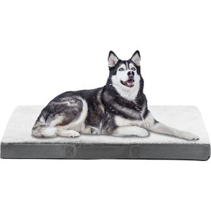 Orthopedische Hondenbed voor Grote Honden - Hondenkussen Fluffy met Ei-vormig Hondenmatras, 120x75x7,5cm Hondenmat met Afneembare, Wasbare Hoes en Antislip Bodem, Wit