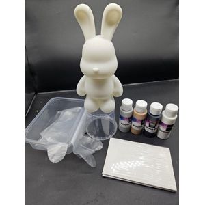 Figuur overgieten met verf - Maak je eigen kunstwerk - konijn - 21 cm - Aarde kleuren