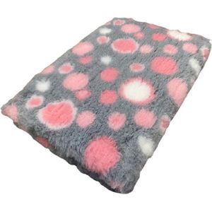 Vetbed - Dierenmat - Dierenkleed - Hondendeken - Circles Licht Roze Grijs Wit - latex anti-slip 100 x 75 cm - Machine wasbaar
