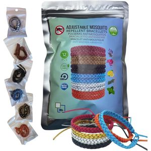 Natuurlijke Anti-Muggenarmband Set - 12 Stuks met Etherische Oliën - Vegan en Veilig