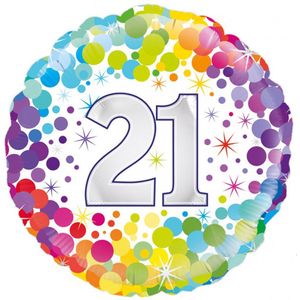 Folieballon 21 jaar - Cijfer ballon - Ballon - Ballonnen - Verjaardag - Confetti - Folie - multicolor