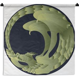 Wandkleed Ouroboros - Illustratie van een ouroboros met een draak in een zwarte cirkel Wandkleed katoen 150x150 cm - Wandtapijt met foto