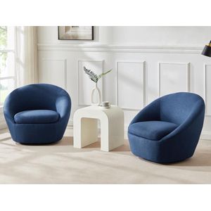 Vente-unique Draaifauteuil van stof - Eendblauw - LACARA L 88 cm x H 70 cm x D 78 cm