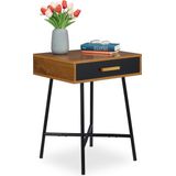 Relaxdays bijzettafel industrieel - nachtkastje met lade - retro telefoontafel - woonkamer