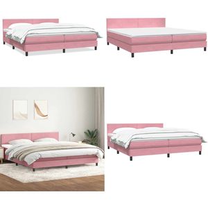 vidaXL Boxspring met matras fluweel roze 180x220 cm - Boxspringbed - Boxspringbedden - Boxspring - Bed