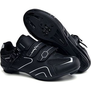 RAMBUX® - Fietsschoenen - MTB Schoenen Heren & Dames - Zwart Zilver - SPD-SL & SPD-SM Zool (Race Combi) - Wielrenschoenen - Klikschoenen - Mountainbike - Racefiets - Maat 42