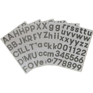 plakletters zilver | alfabet stickers | met cijfers | hoogte 4 cm