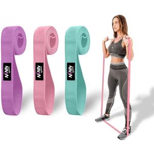 NINN Sports Totall Body Weerstandsbanden van hoge kwaliteit - Set van 3 - Katoenen Fitness Elastiek van Premium Materiaal