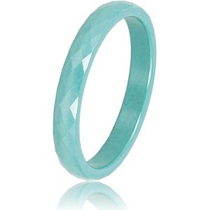 *My Bendel - Keramieken Poeder Groen dames ring facet geslepen - Keramische, diamant geslepen, powder green dames ring - Blijft mooi en verkleurt niet - Met luxe cadeauverpakking