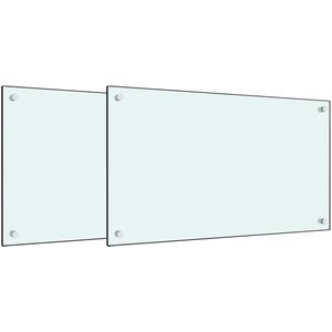 vidaXL Spatscherm Keuken - Spatschermen Keuken - Keuken Spatscherm - Spatplaat Keuken - Spatschermen keuken 2 st 70x40 cm gehard glas wit