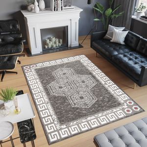 Tapiso Atena Vloerkleed Wit Grijs Oriental Woonkamer Tapijt Maat- 80x150