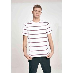 Urban Classics - Yarn Dyed Skate Stripe Heren T-shirt - XL - Wit/Rood