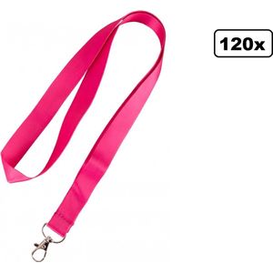 120x Keycord pink - Thema feest festival uitdeel koord party pride roze pink