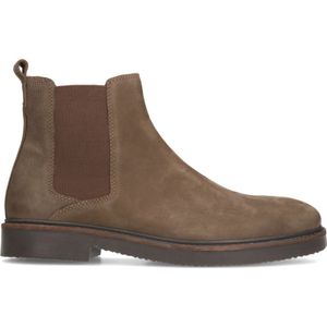 Manfield - Heren - Taupe leren chelsea boots met rits - Maat 46