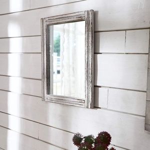 Rustieke spiegel met houten frame rechthoek wandspiegel decoratieve boerderij badkamer slaapkamer opknoping spiegel huis muur decor
