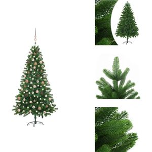 vidaXL Kunstkerstboom - 180 cm - Met 150 LEDs - Inclusief kerstballen - Groen - Decoratieve kerstboom