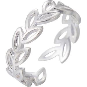 24/7 Jewelry Collection Blad Ring Verstelbaar - Verstelbare Ring - Zilverkleurig
