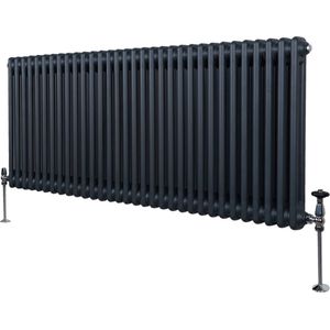 Traditionele 2 Kolom Radiator - 600 x 1462mm - Antraciet Grijs