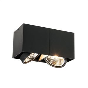 DMQ New York 2 Lichtpunten - Opbouw Plafondspot Zwart Box - Inclusief Dimbaar LED