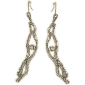 Behave Dames oorbellen hangers zilver-kleur 6cm