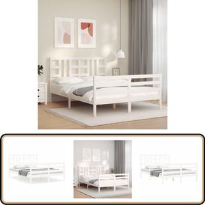 vidaXL Bedframe Hout Wit 160x200 cm Massief Hout Bed Frame - Grenenhout Bed - Wit Bed - Tweepersoons Bed - Boxspring Bed