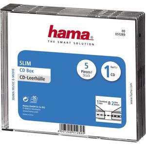 Hama CD box slim 5-pack transparant/zwart