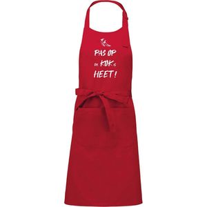 Mijncadeautje - Luxe schort - Pas op de kok is heet - rood