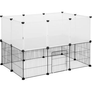 Dierenren - Hondenren Buiten - Konijnenhok voor Binnen - Konijnenren - Kippenren - Ren - Dierenverblijf Buiten - 142 x 71 x 71 cm - Wit