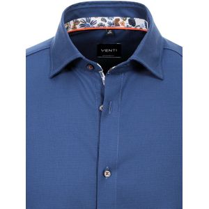 Venti Modern Fit Blauw Gewerkt Overhemd 134023500-101 - 3XL