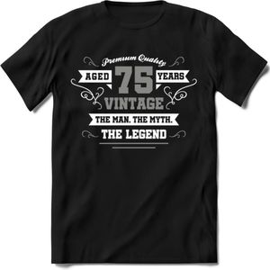75 Jaar Legend T-Shirt | Zilver - Wit | Grappig Verjaardag en Feest Cadeau | Dames - Heren - Unisex | Kleding Kado | - Zwart - S
