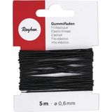 2x Zwart hobby band elastiek op rol van 5 meter - breedte 0,6 mm - Zelf kleding/mondkapjes maken