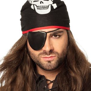 Boland - Bandana Piraat Thomas met ooglapje Zwart - Één maat - Kinderen en volwassenen - Unisex - Piraten
