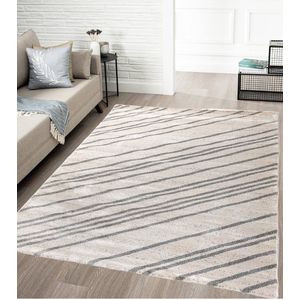 Laagpolig Vloerkleed Beige / Grijs - 120x170 cm - Modern Tapijt - Woonkamer Carpet