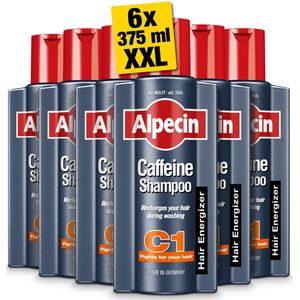 Alpecin Cafeïne Shampoo C1 6x 375ml | Voorkomt en Vermindert Haaruitval | Natuurlijke Haargroei Shampoo voor Mannen