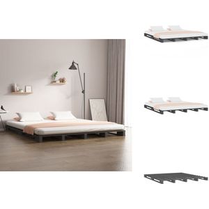 vidaXL Palletbed - Palletbedden - Bed - Slaapkamermeubel - Palletbed massief grenenhout grijs 140x190 cm