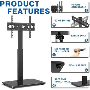 Tv-standaard voor 32-70 inch televisie, standvoet, vrijstaande televisiestandaard in hoogte verstelbaar, zwenkbaar, max. VESA 400x400 mm, 50 kg