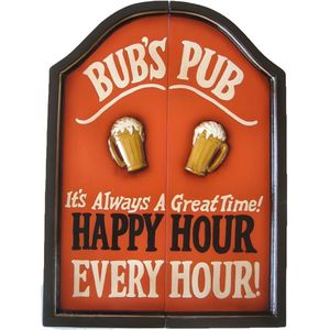 Vente-unique Dartboard en decorative plaat HAPPY HOUR L 60 cm x H 10 cm x D 44 cm