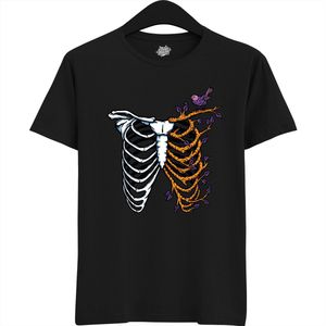 Bones And Branches Ribcage - Halloween Ribbenkast Dames / Heren Unisex T-shirt - Grappig Kostuum Shirt Idee Volwassenen - T-Shirt - Unisex - Zwart - Maat XXL