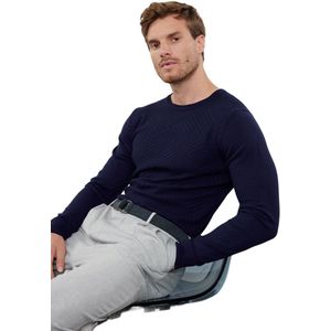 Trendyol Marineblauwe Slim Fit Ronde Hals Getextureerde Breiwerk Trui Tmnaw25Kz00038