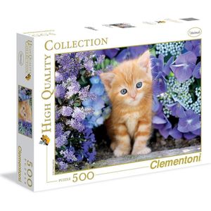 Puzzel Kat met Bloemen (500st) - Clementoni High Quality Collection