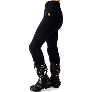 Motogirl Ribbed knee motorlegging AA-keur Level 2 dames motorbroek - zwart - Maat 44