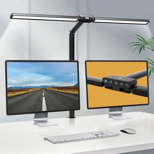 Dimbare LED Bureaulamp met Flexibele Arm - Klembaar Ontwerp - Verstelbare Helderheid - Moderne Verlichting voor Werkplekken - Oogvriendelijke Monitorlamp - Ruimtebesparende Architecturale Lamp